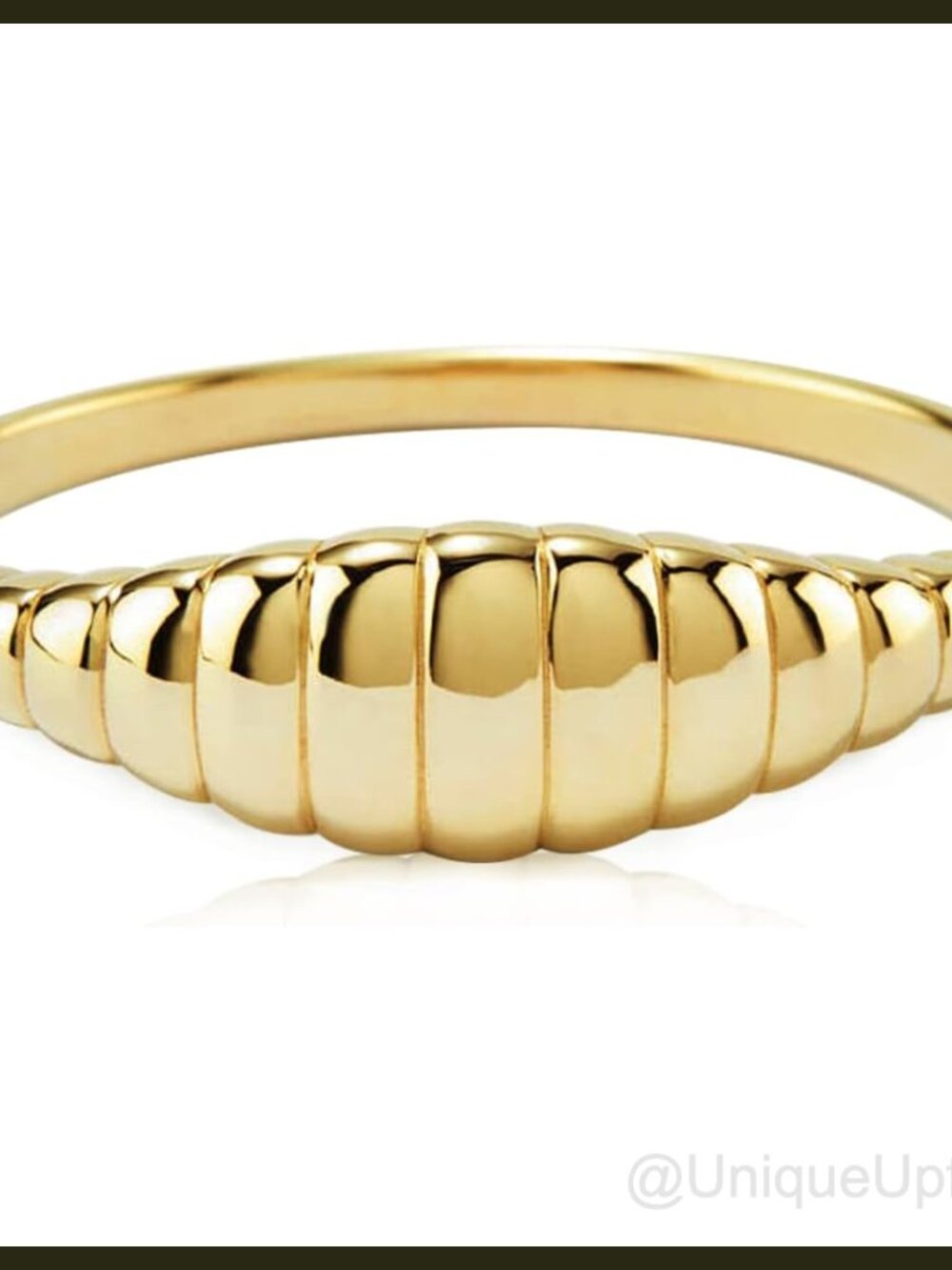 14K Gold Plated Signet Ring Stackable Slim Oval Thin Pinky Band Women